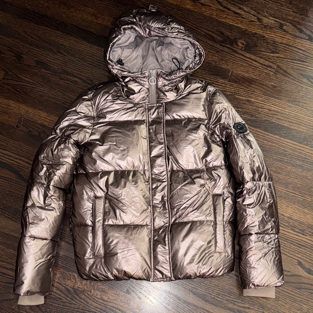 Noize Metallic Rose Gold Puffer Coat Size small